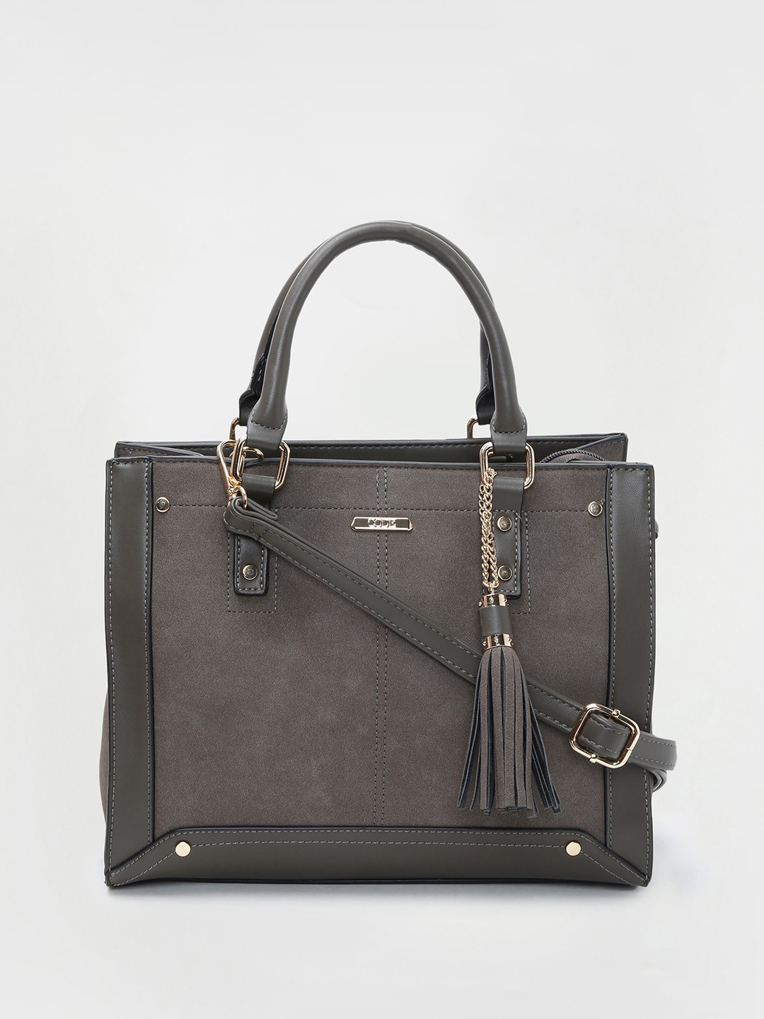 

CODE by Lifestyle Tasselled Detail Structured Handheld Bag, Grey