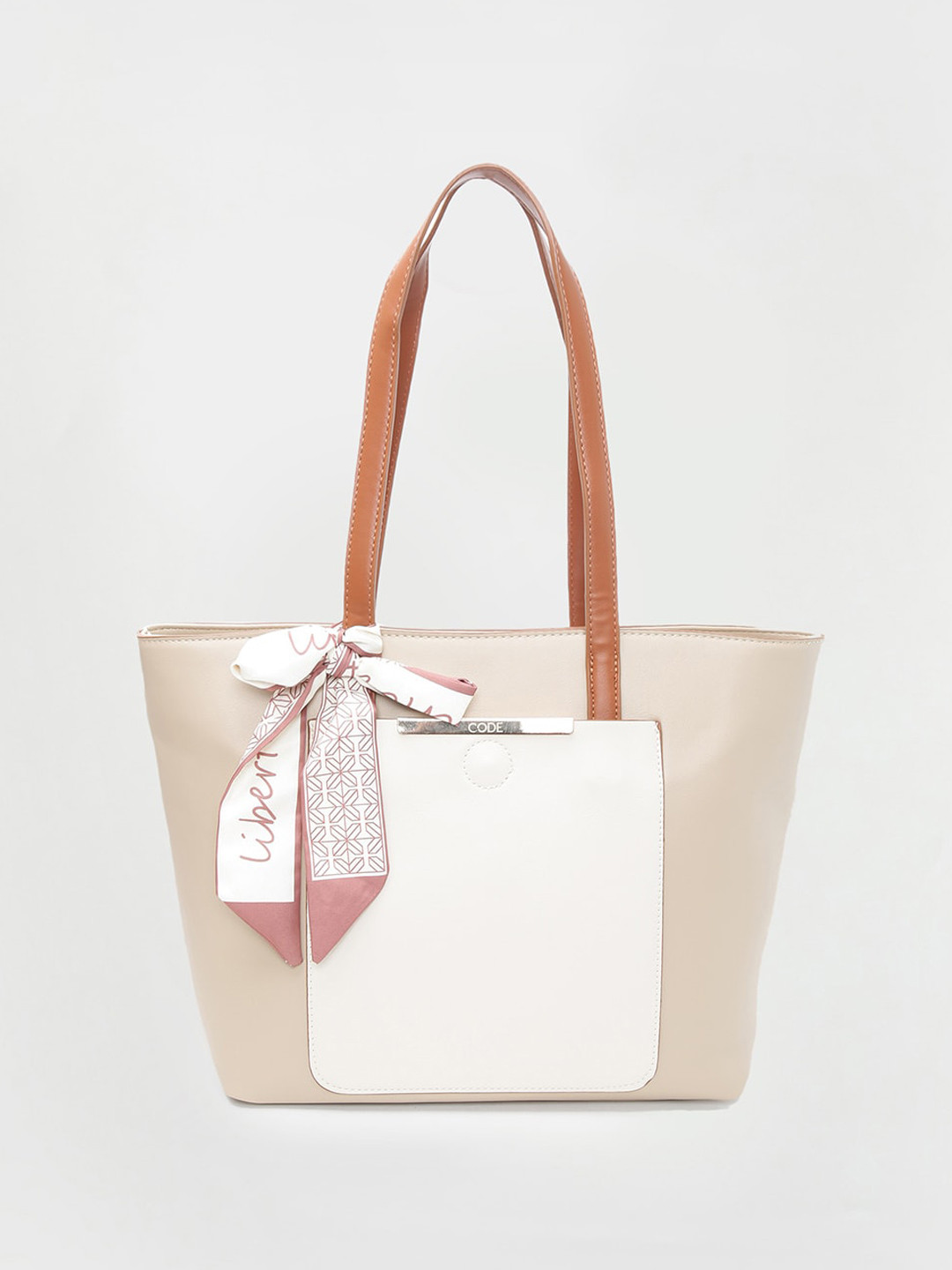 

CODE by Lifestyle Oversized Structured Shoulder Bag, Beige