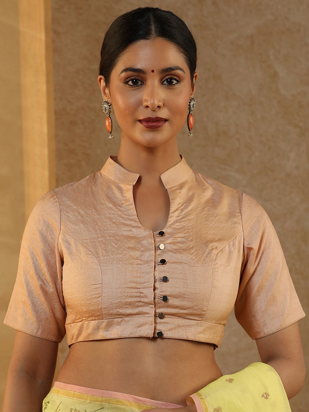 

Taneira Woven Silk Saree Blouse, Beige