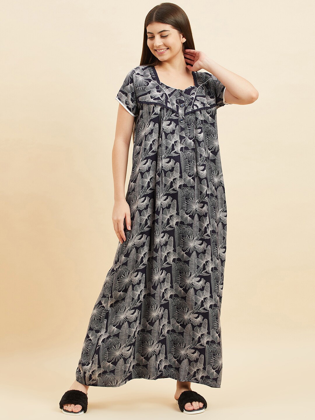 

Sweet Dreams abstract Printed Maxi Nightdress, Navy blue