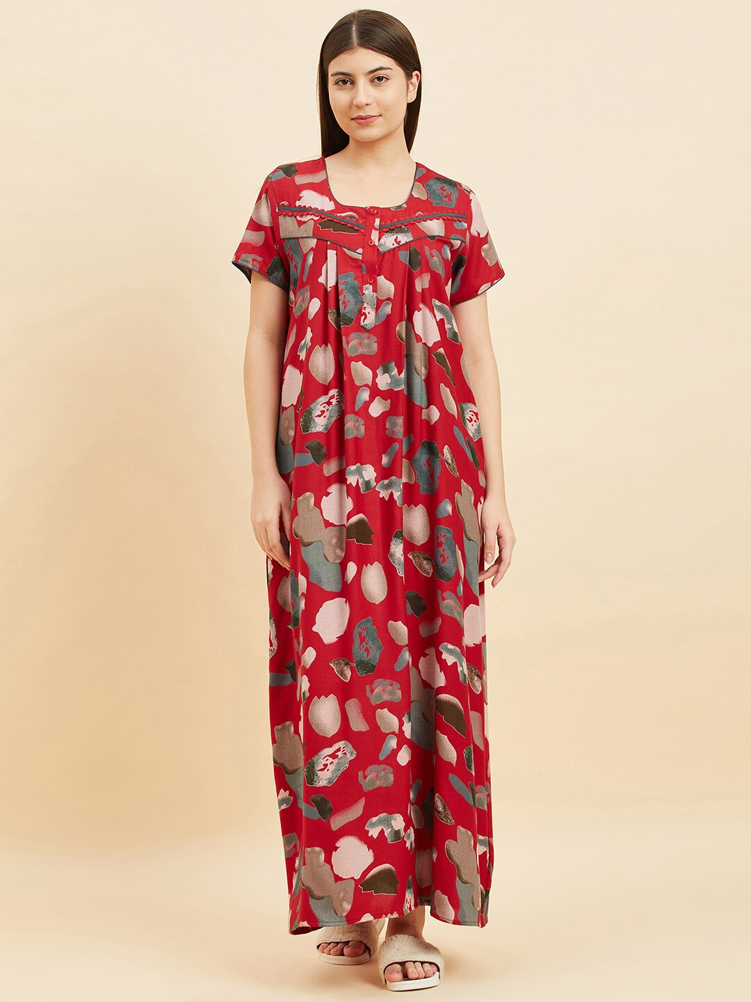 

Sweet Dreams Abstract Printed Maxi Nightdress, Red