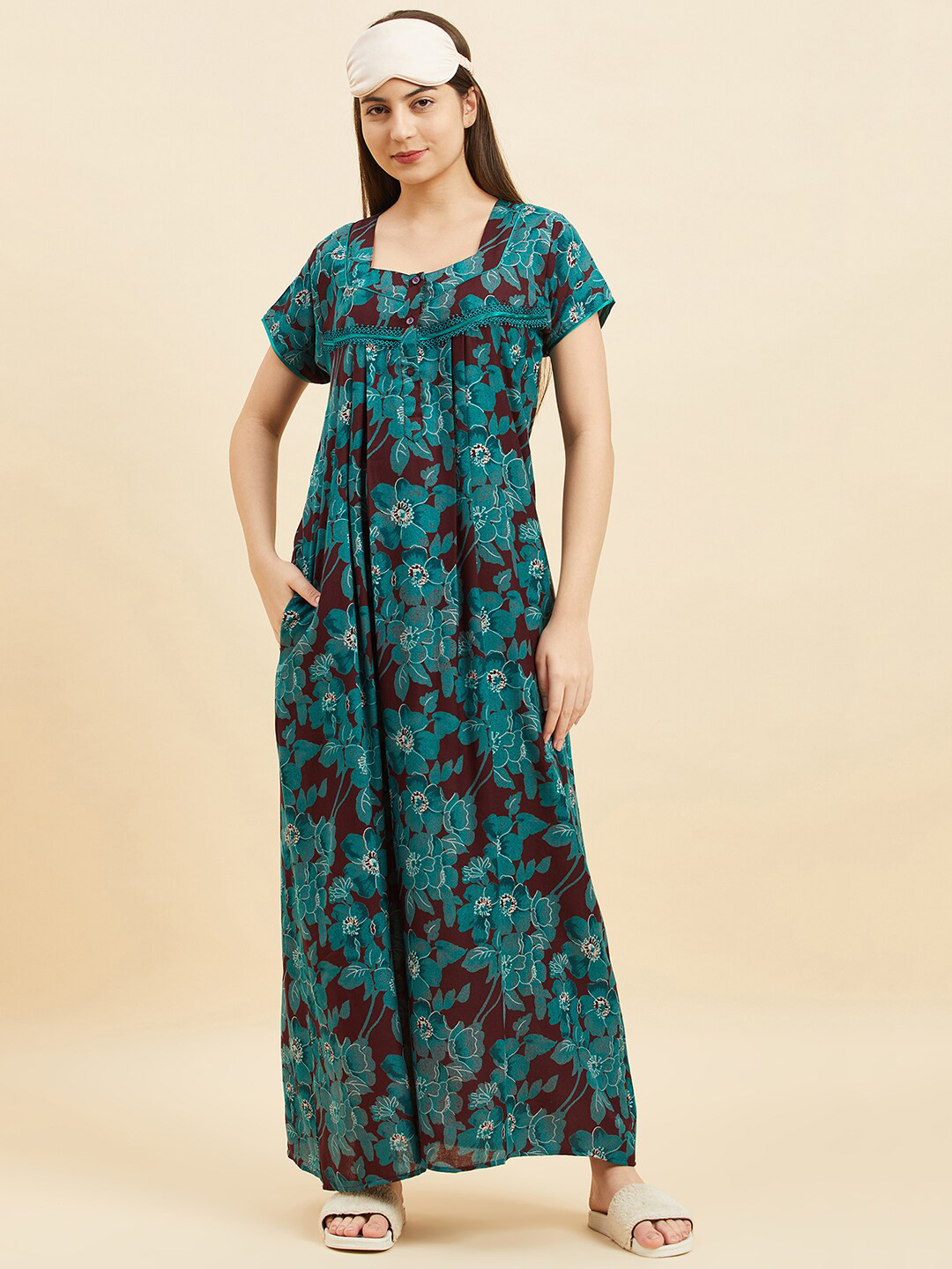 

Sweet Dreams Floral Printed Maxi Nightdress, Green