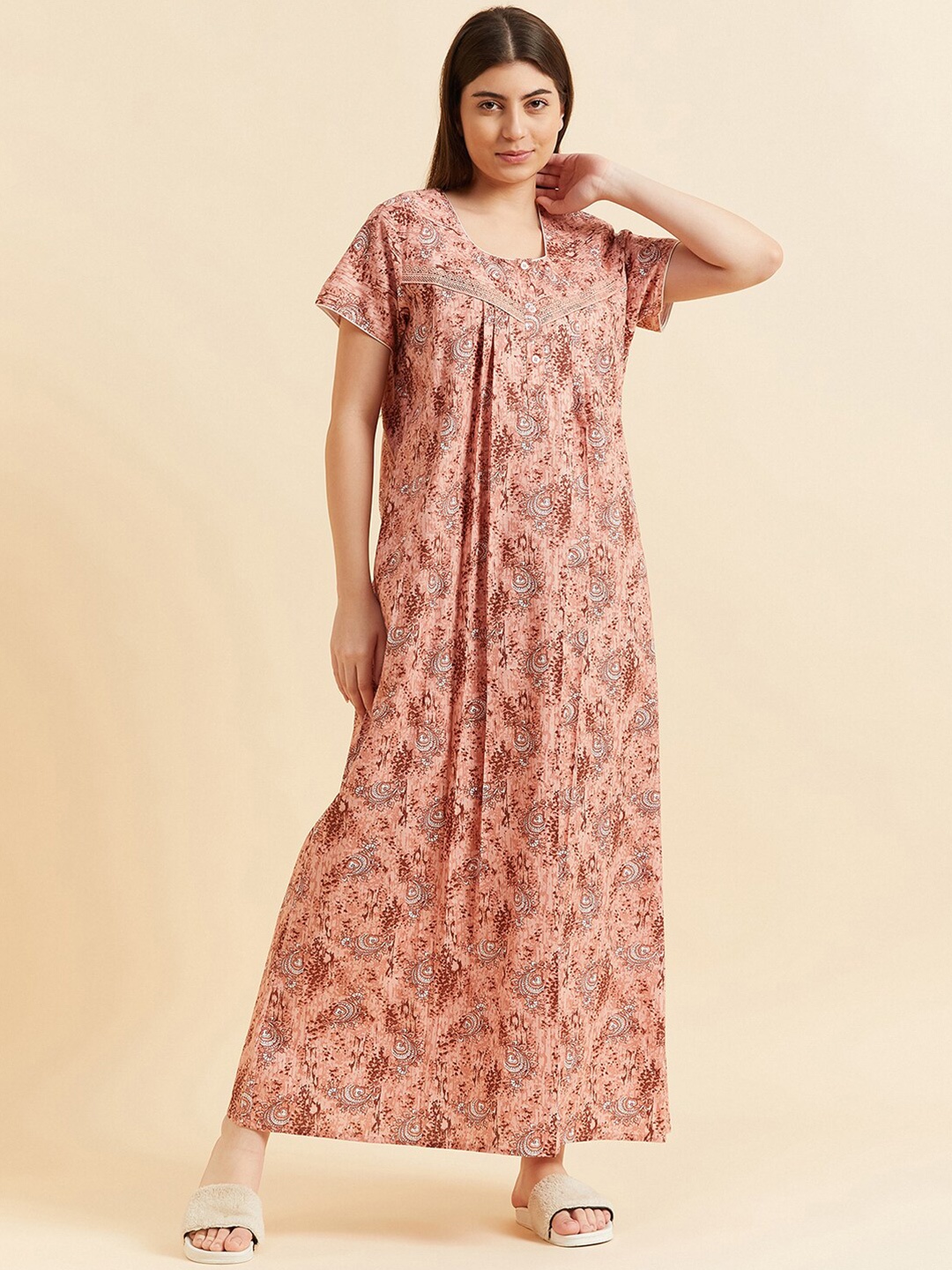

Sweet Dreams Floral Printed Pure Cotton Maxi Nightdress, Rose