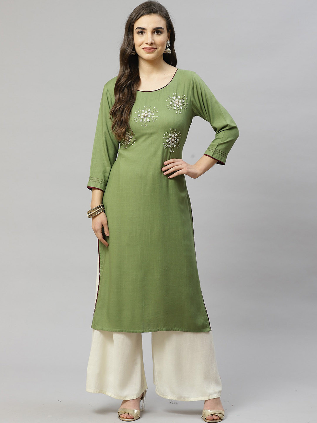 

JC4U Embellished Kurta, Green