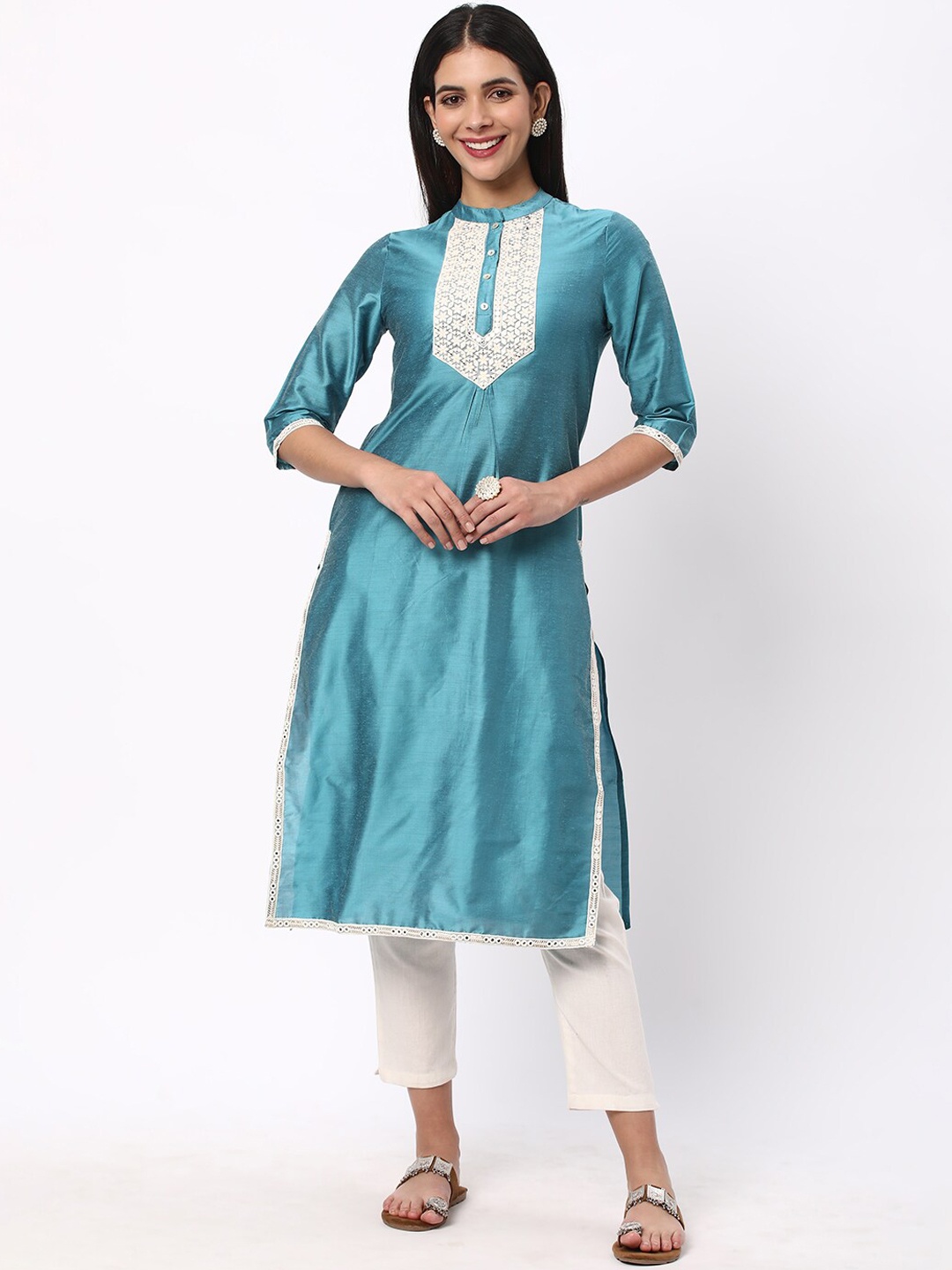 

R&B Ethnic Motifs Yoke Design Kurta, Blue