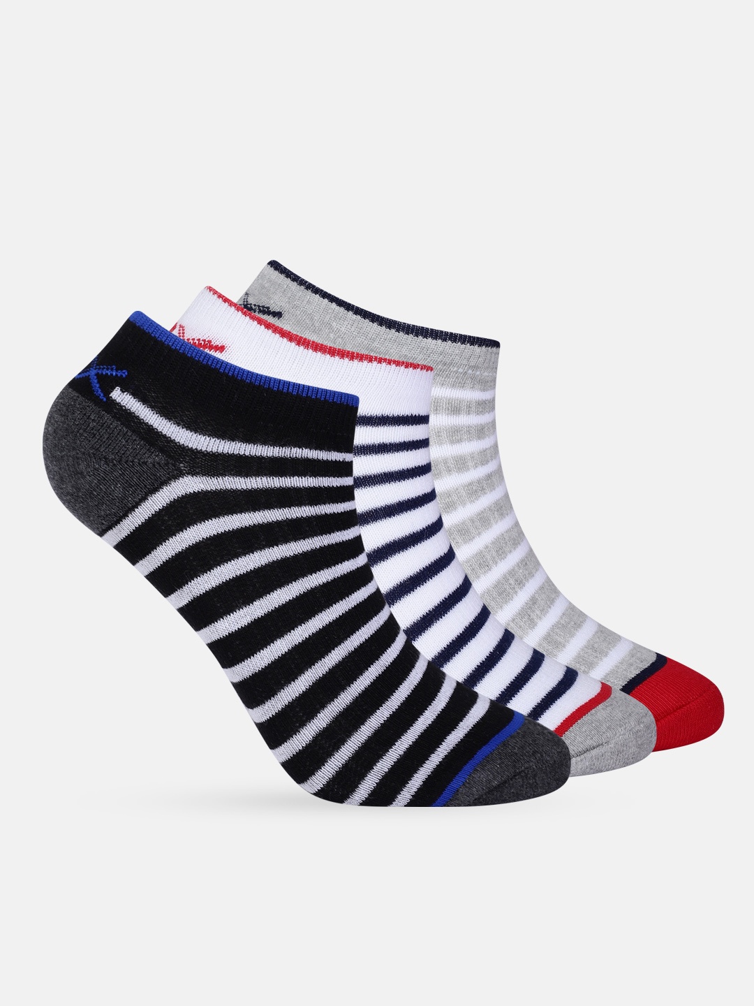 

HRX by Hrithik Roshan Women Pack Of 3 Striped Ankle Length Socks, Black