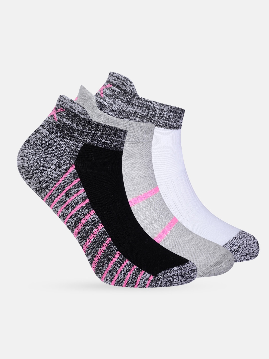 

HRX by Hrithik Roshan Women Set of 3 Ankle Length Socks, Grey