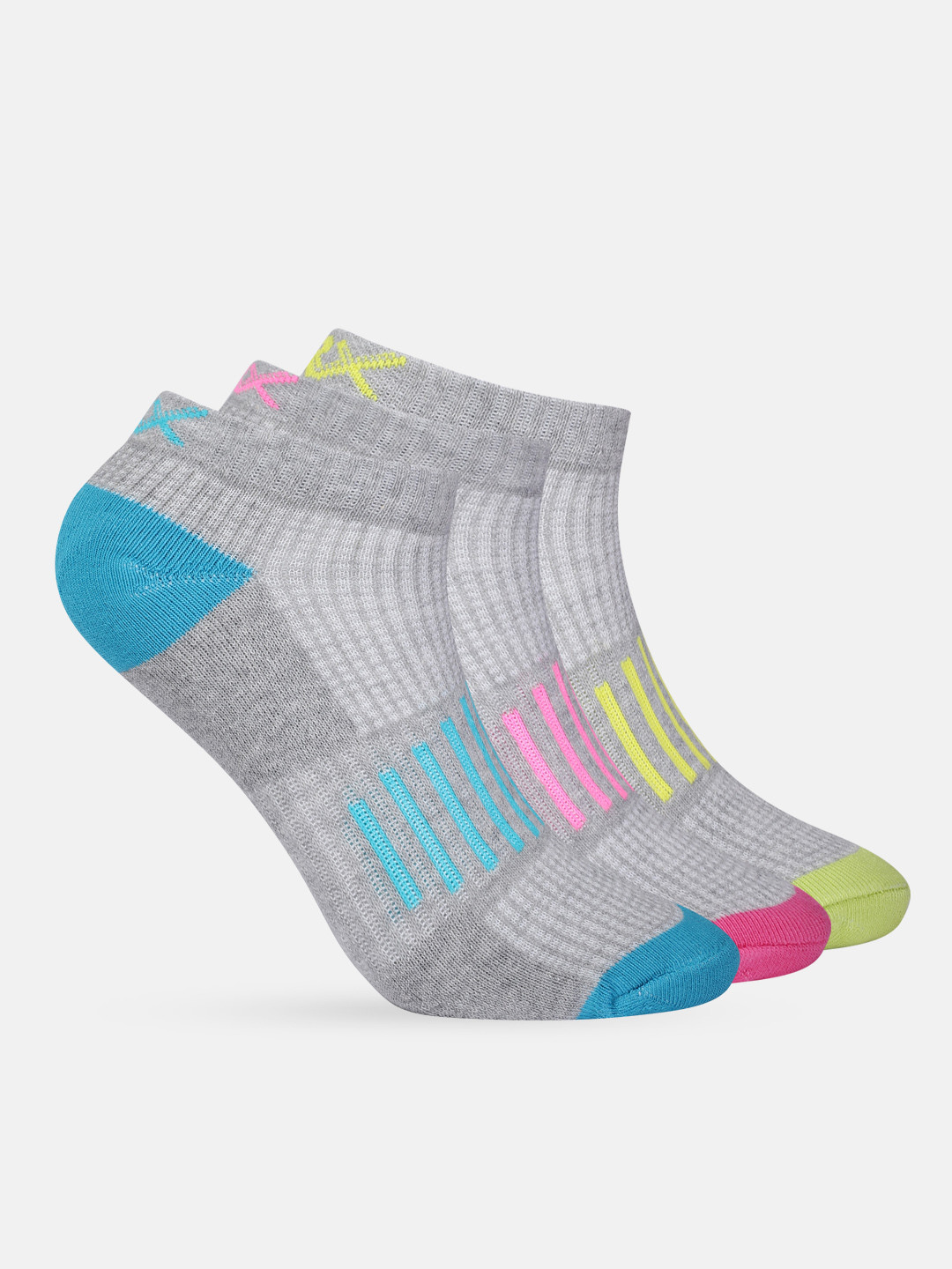 

HRX by Hrithik Roshan Women Set of 3 Ankle Length Socks, Multi
