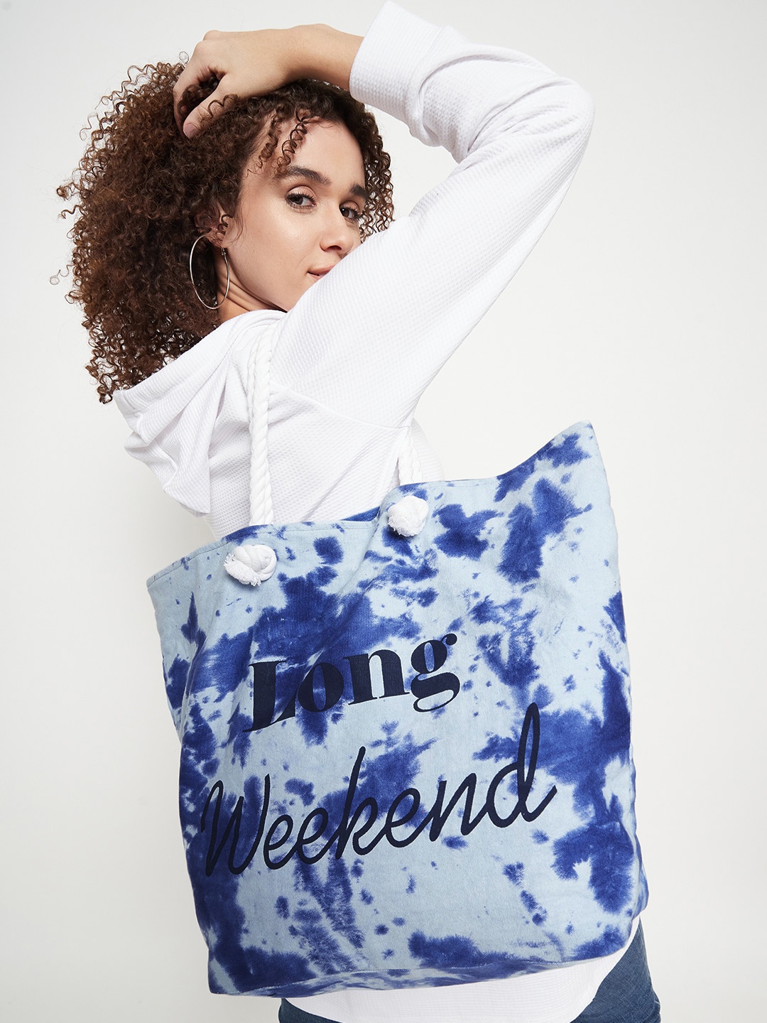 

DressBerry Blue Typography Printed Tote Bag