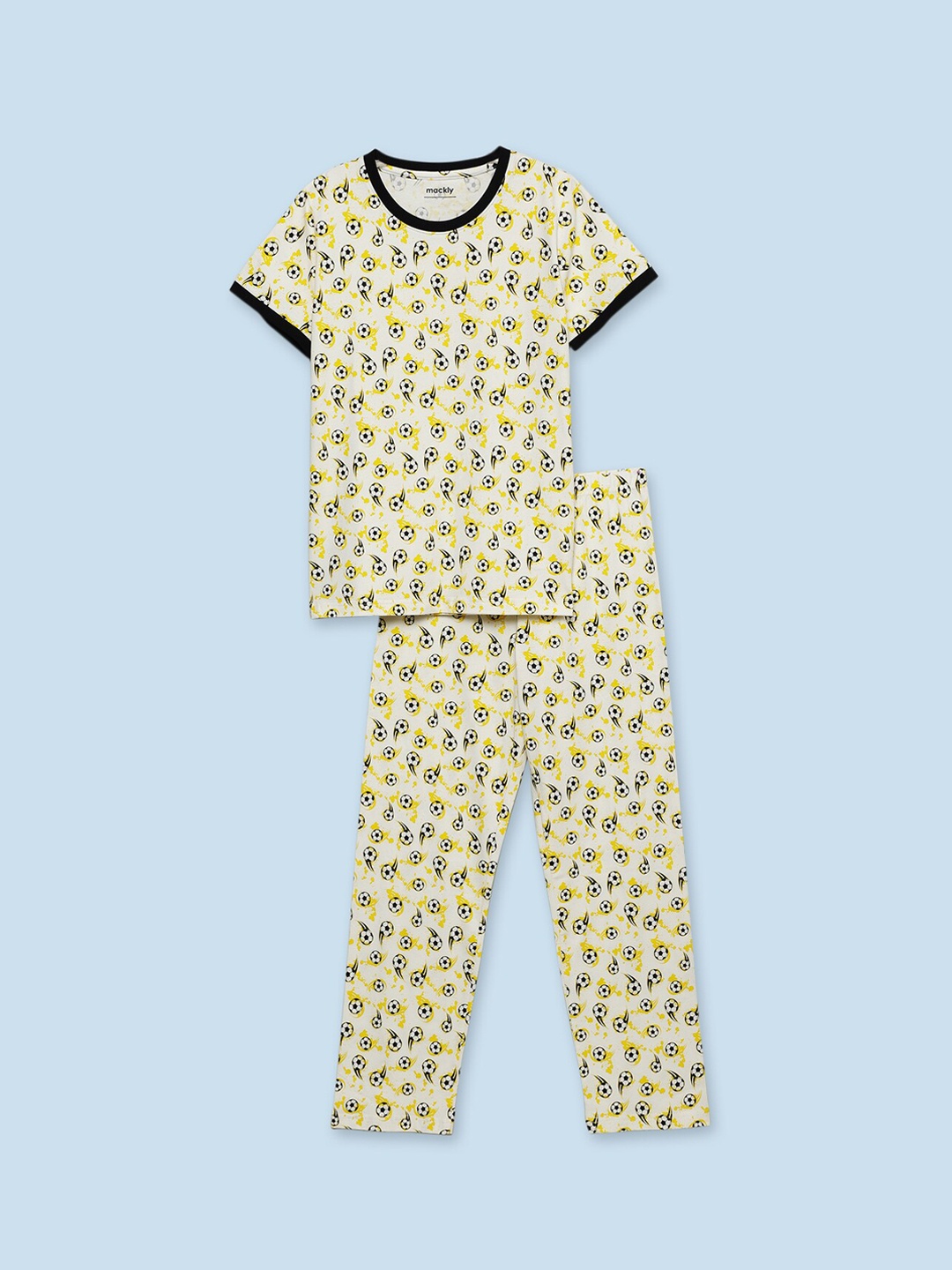 

mackly Boys Conversational Printed Night suit, Yellow