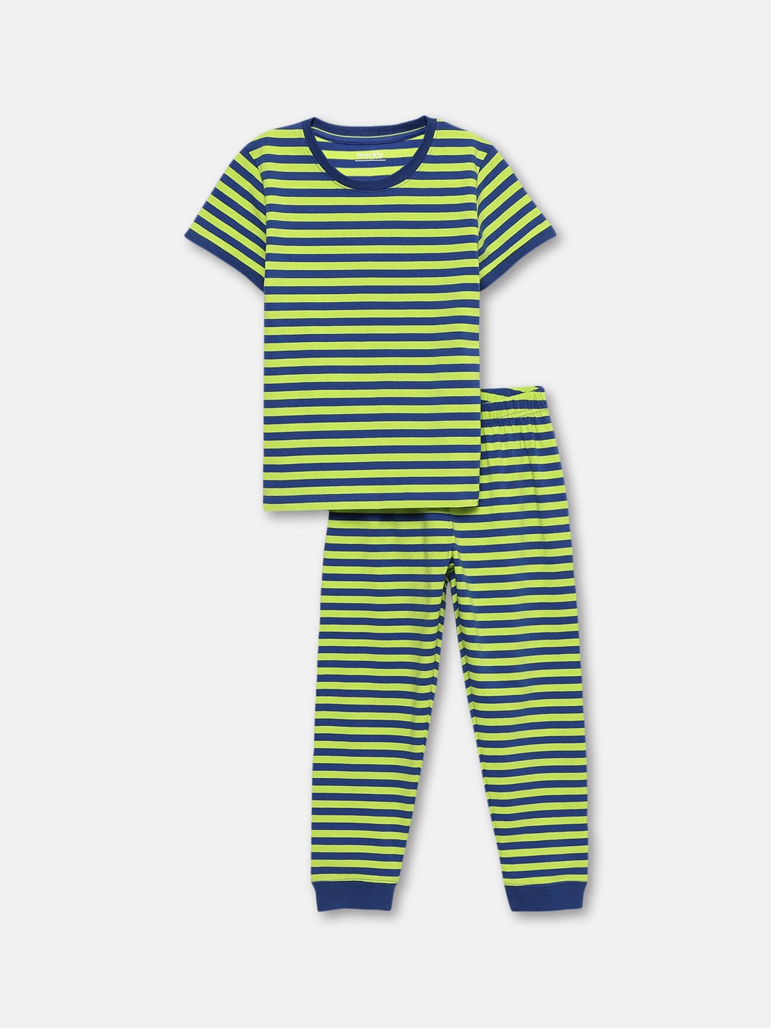 

mackly Boys Striped Night suit, Green