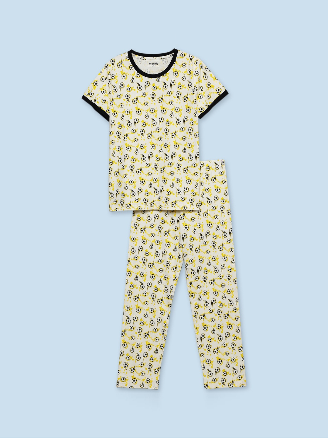 

mackly Boys Graphic Printed Night suit, Yellow
