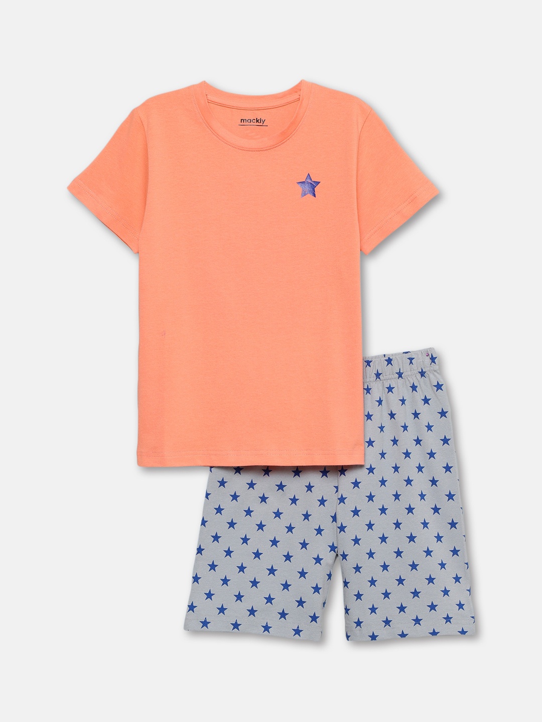 

mackly Boys Typography Printed Round Neck Cotton Night suit, Coral