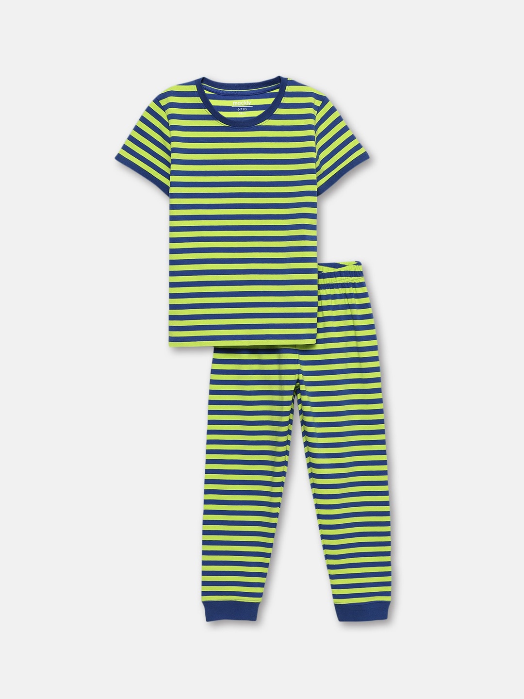 

mackly Boys Striped Night suit, Green