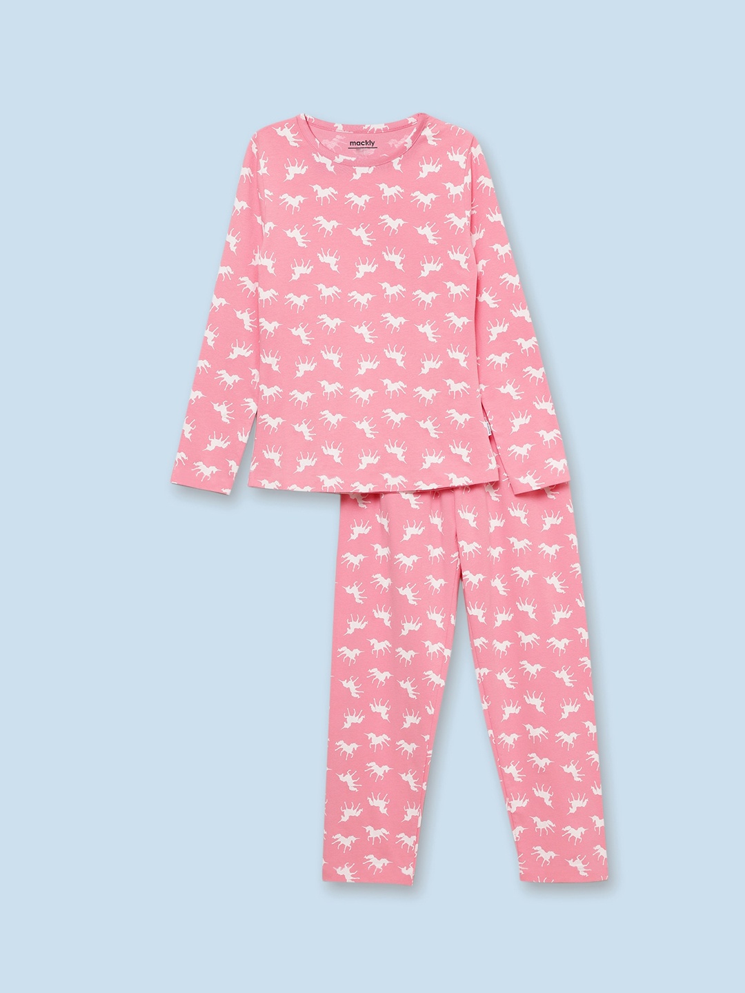 

mackly Girls Conversational Printed Night suit, Coral