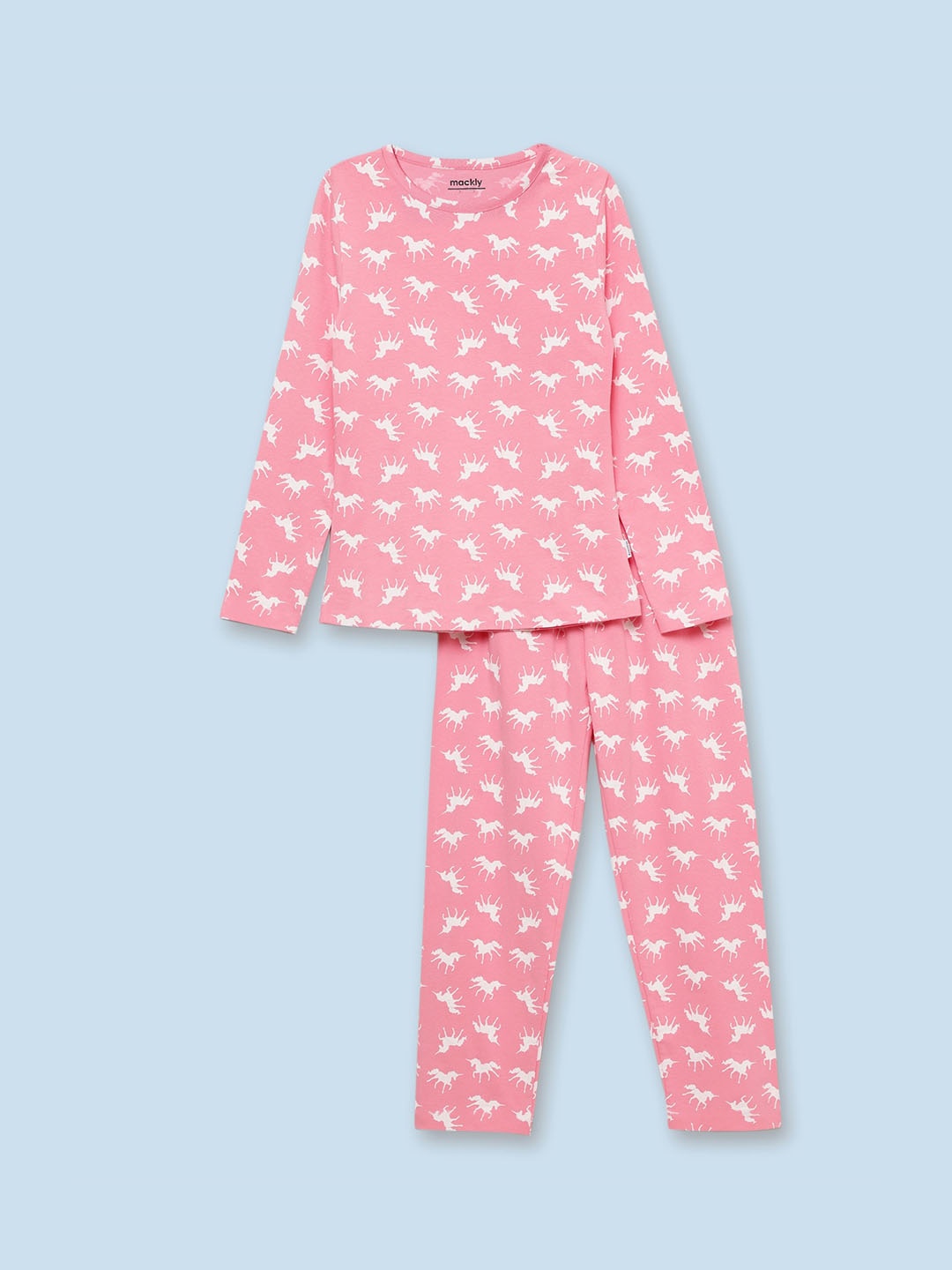 

mackly Girls Conversational Printed Night suit, Coral