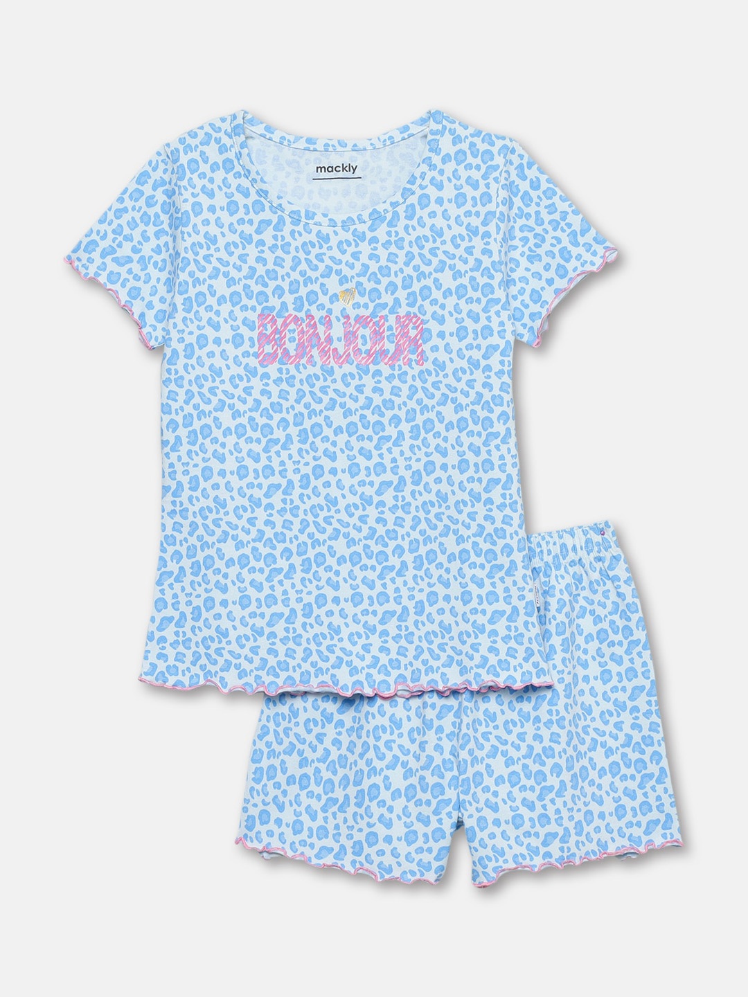 

mackly Girls Typography Printed Night suit, Blue