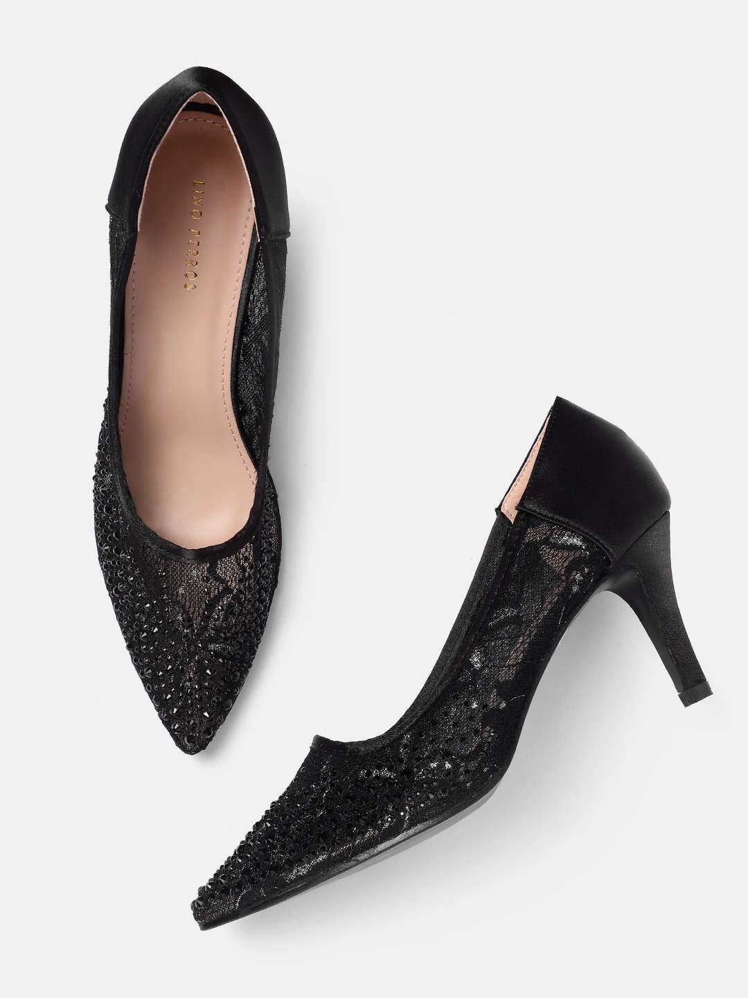 

Lino Perros Embellished Party Slim Heel Pumps, Black
