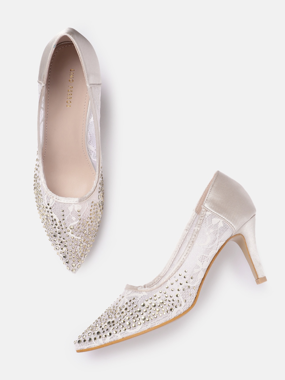 

Lino Perros Embellished Party Slim Heel Pumps, White