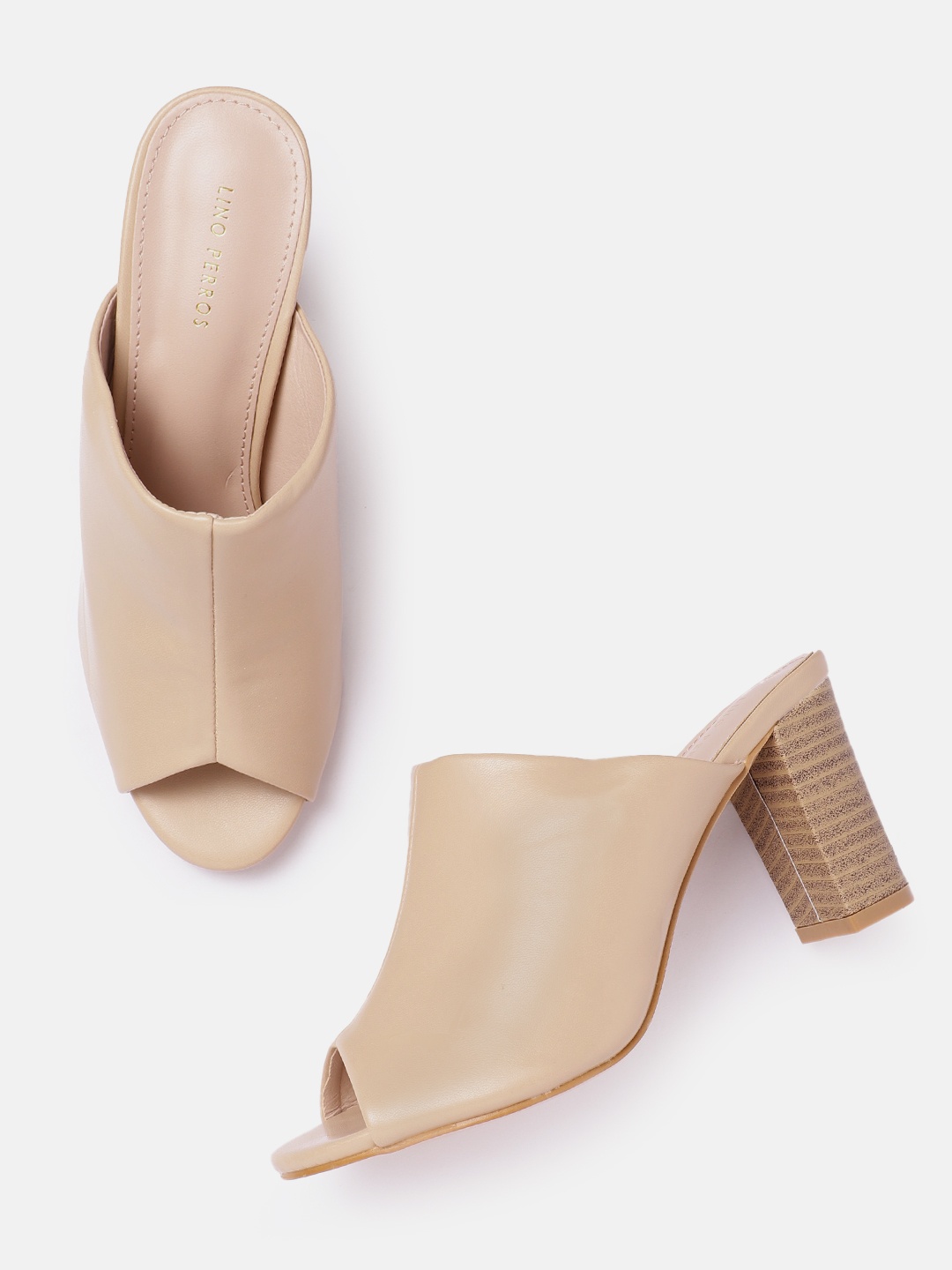 

Lino Perros Block Heel Peep Toes, Beige