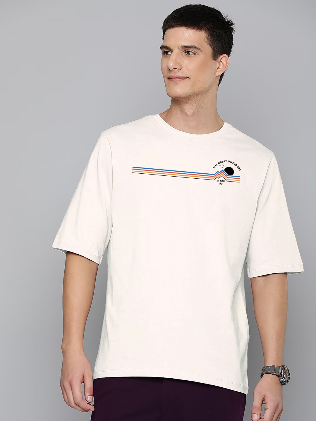 

Huetrap Striped Oversized Cotton T-shirt, Off white