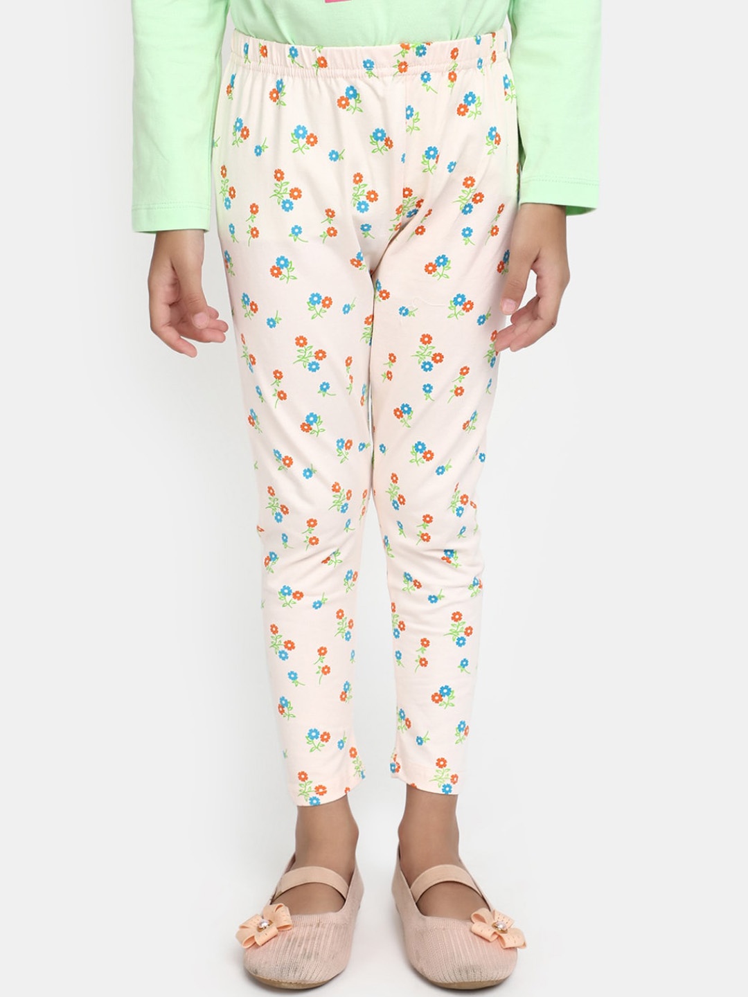 

V-Mart Girls Printed Ankle Length Leggings, White