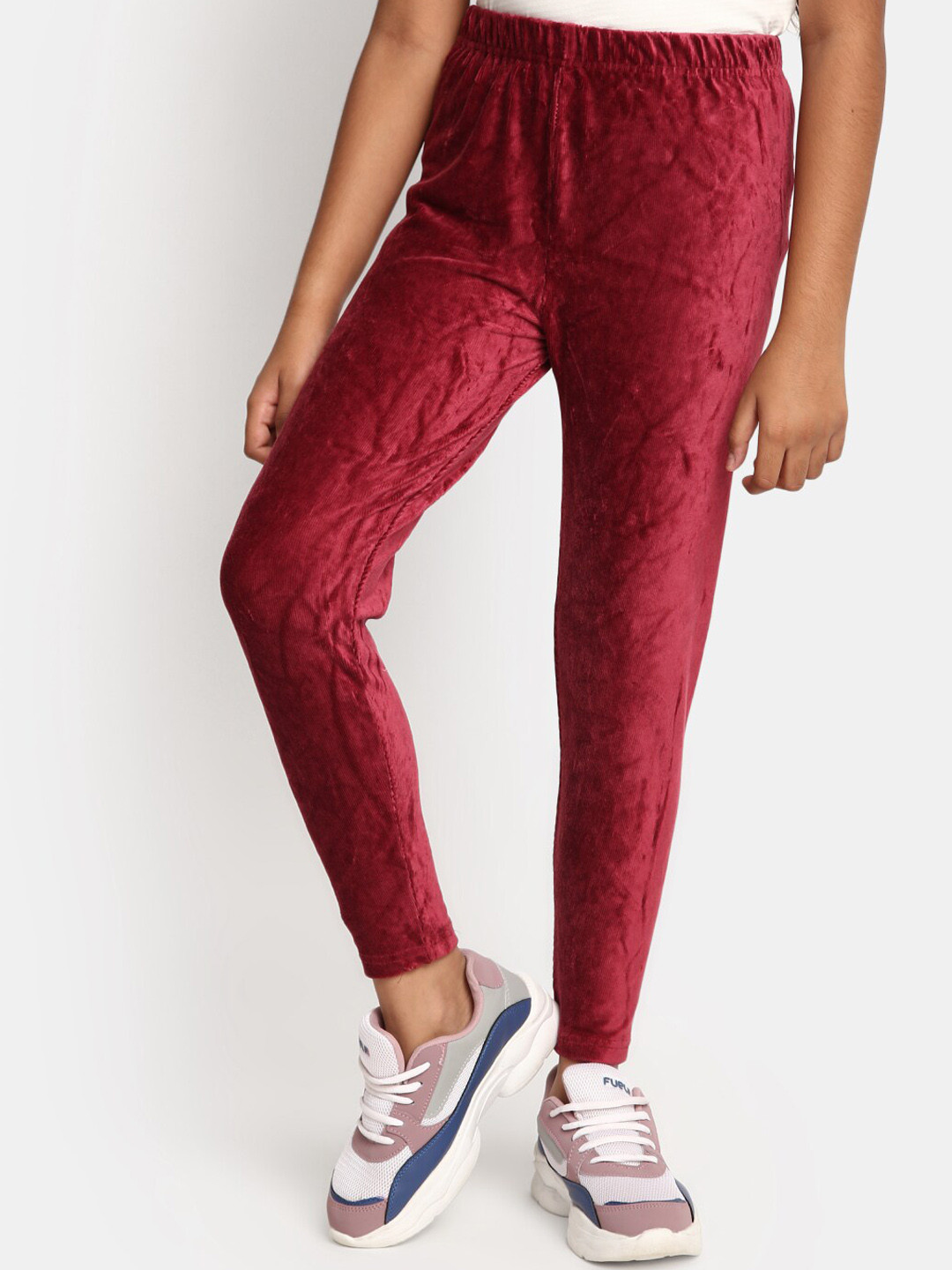 

V-Mart Girls Cotton Ankle Length Leggings, Maroon