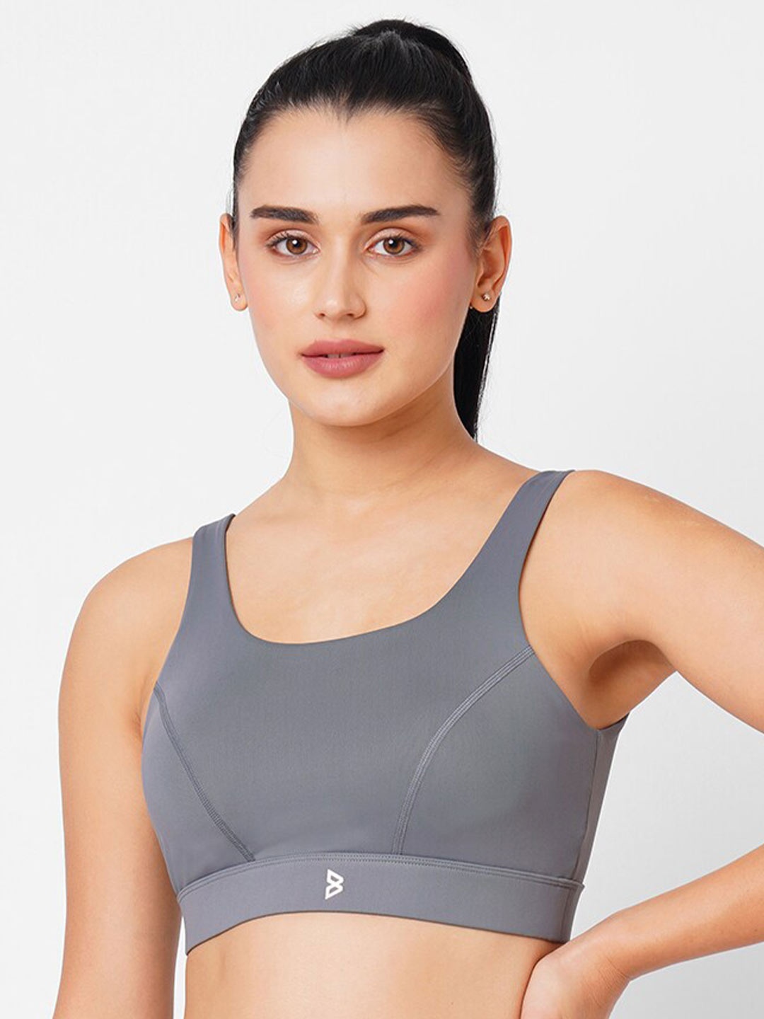 

BODD ACTIVE Full Coverage Removable Padding Sports Bra With All Day Comfort, Grey