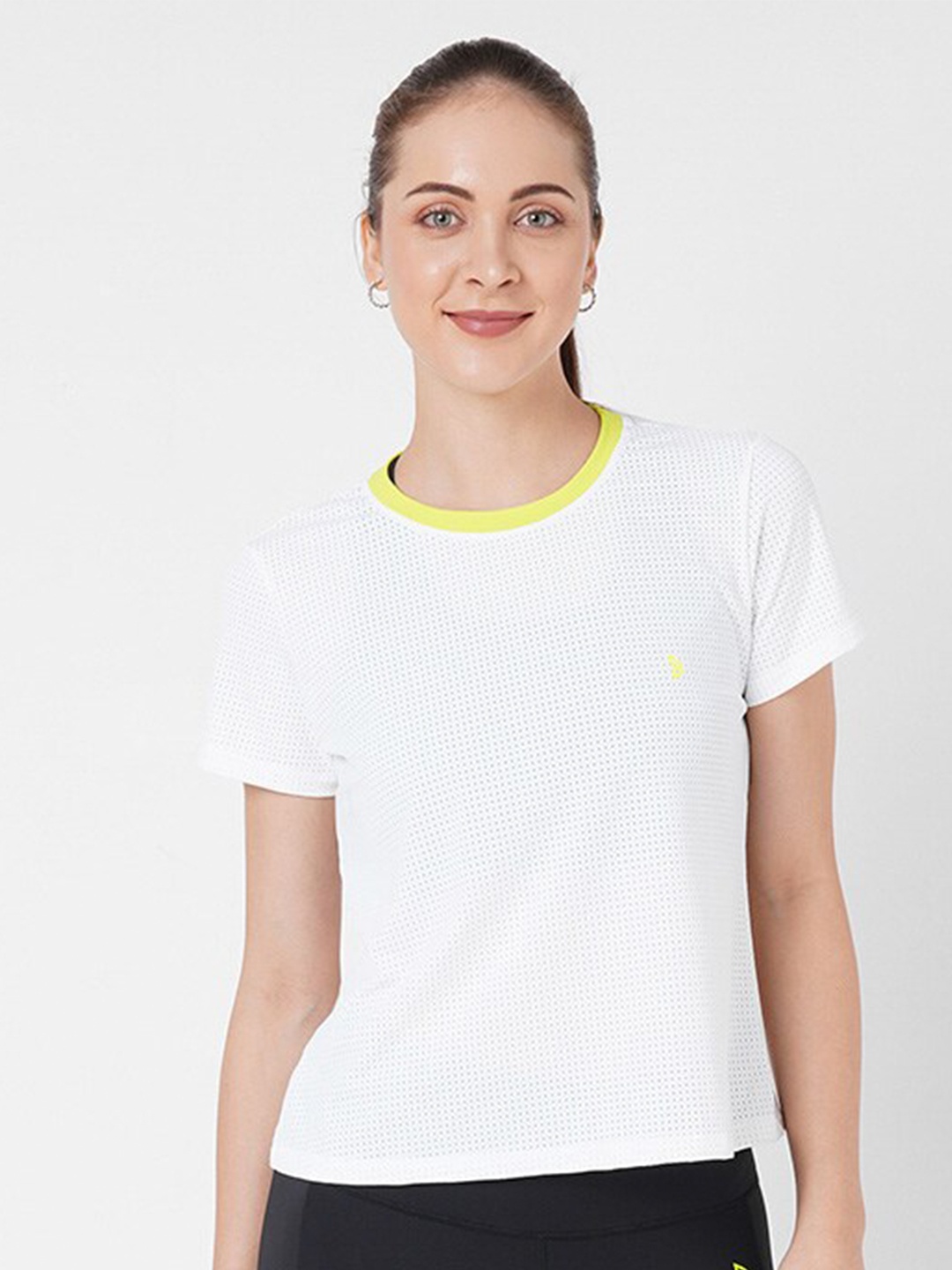 

BODD ACTIVE Self Design Round Neck T-shirt, White