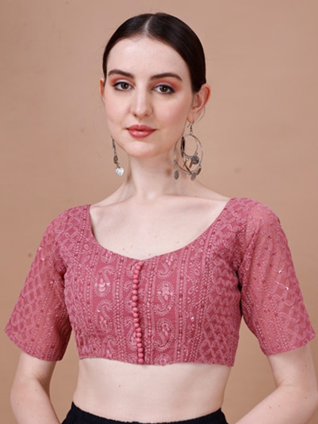 

SAZRIKA Embroidered Saree Blouse, Pink