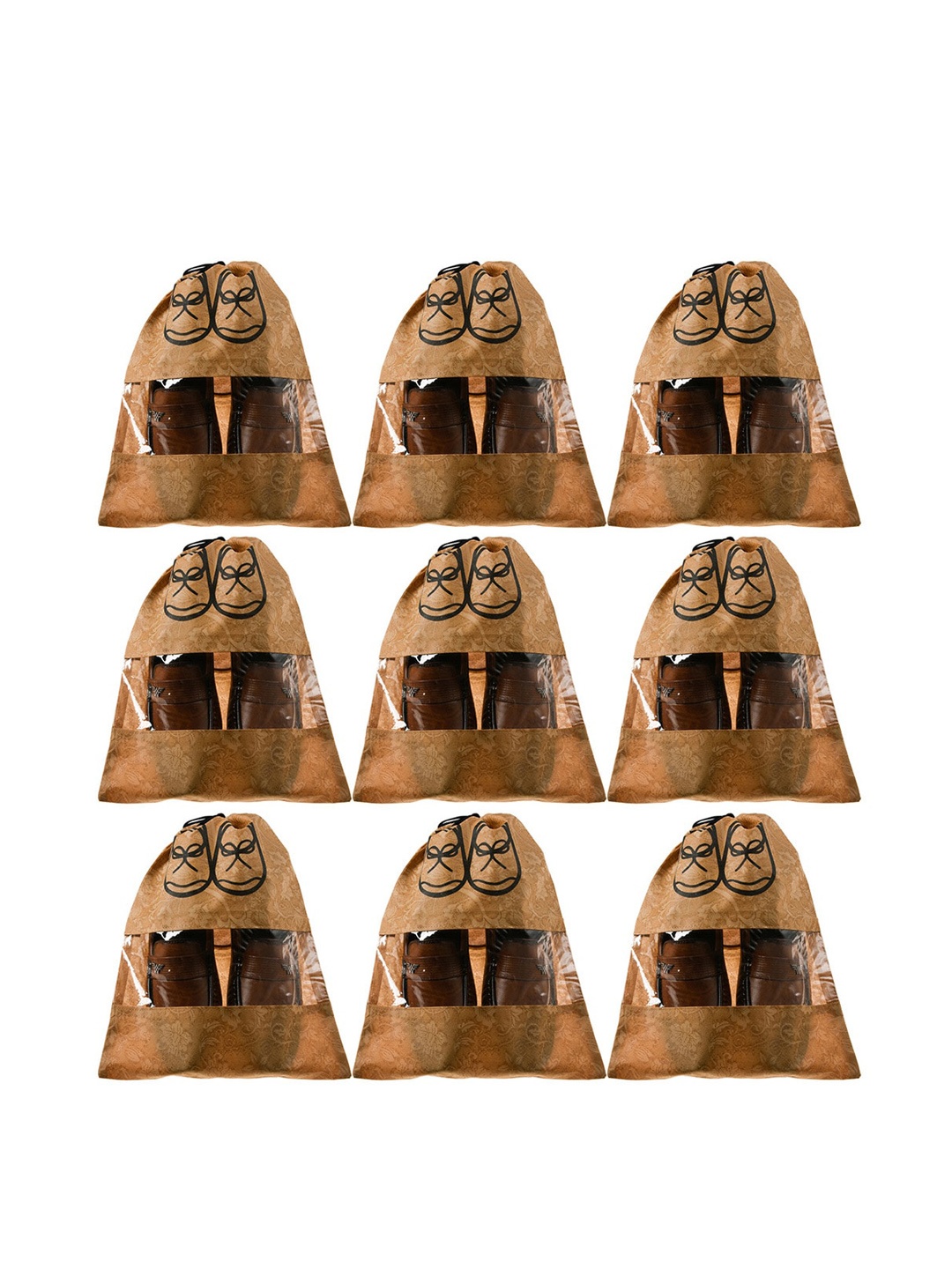 

Kuber Industries Beige 9-Pieces Printed Shoe Organizers