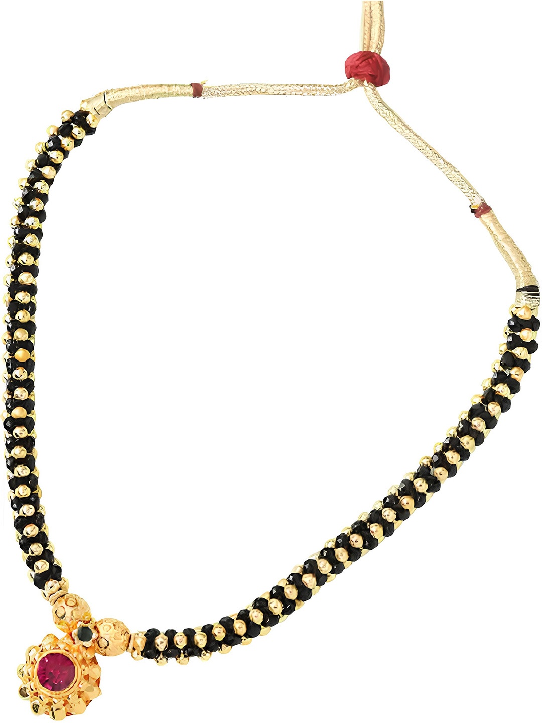 

KARISHMA KREATIONS Gold-Plated Stone-Studded & Beaded Mangalsutra