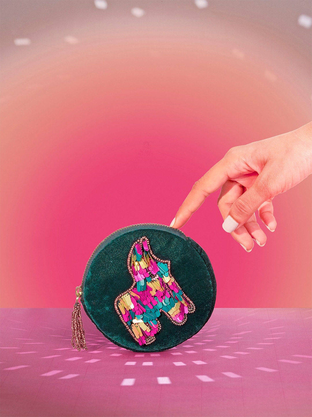 

Accessorize Embellished Coin Purse, Green