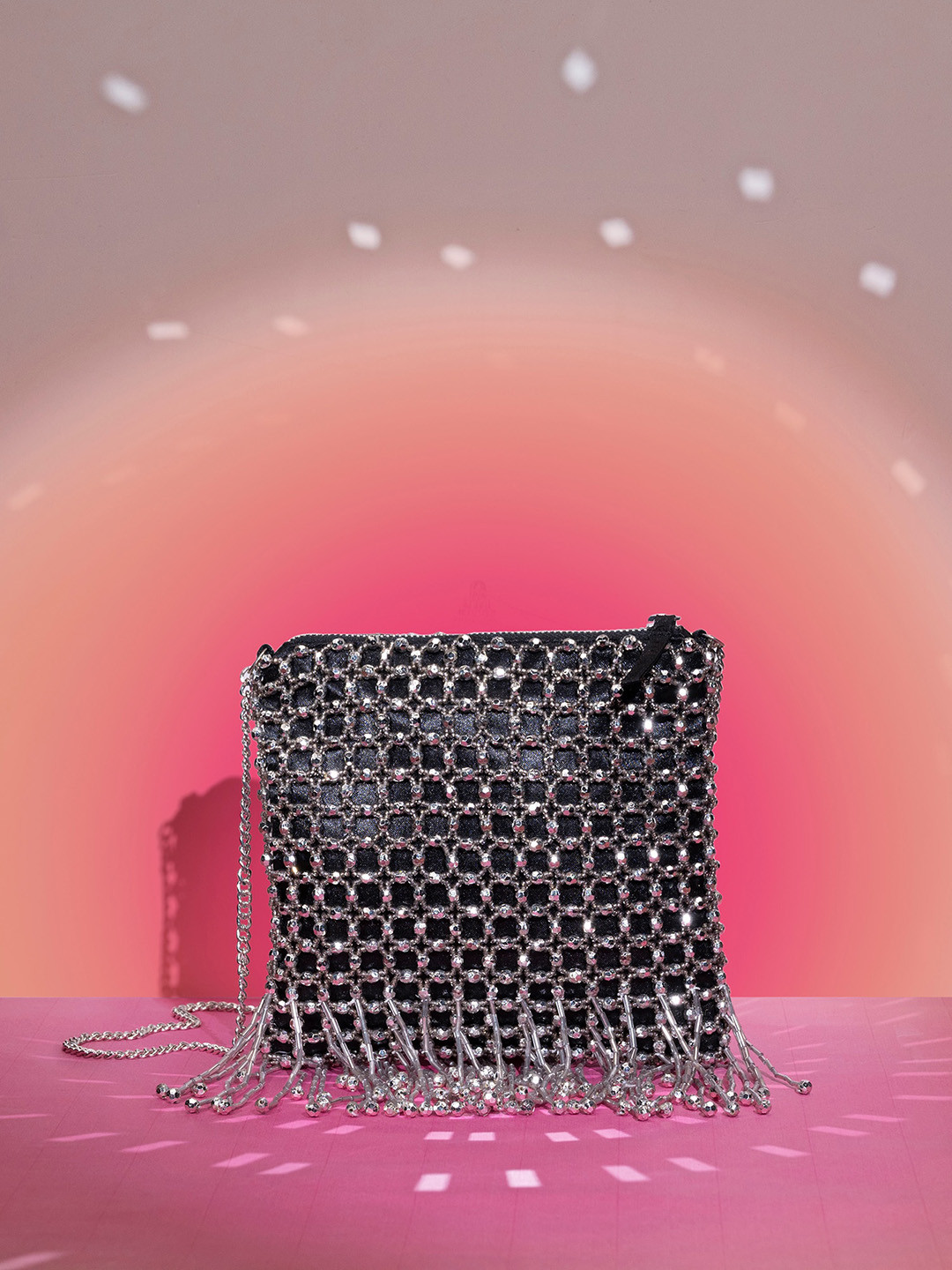 

Accessorize Embellished Miniature Stud Sling Bag, Black