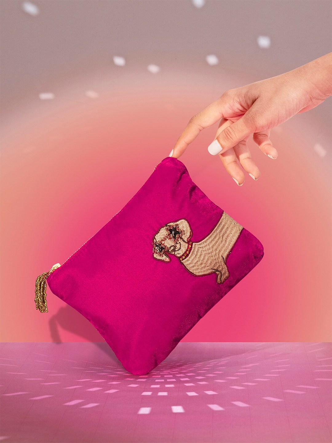 

Accessorize Women Embroidered Embellished Purse, Fuchsia