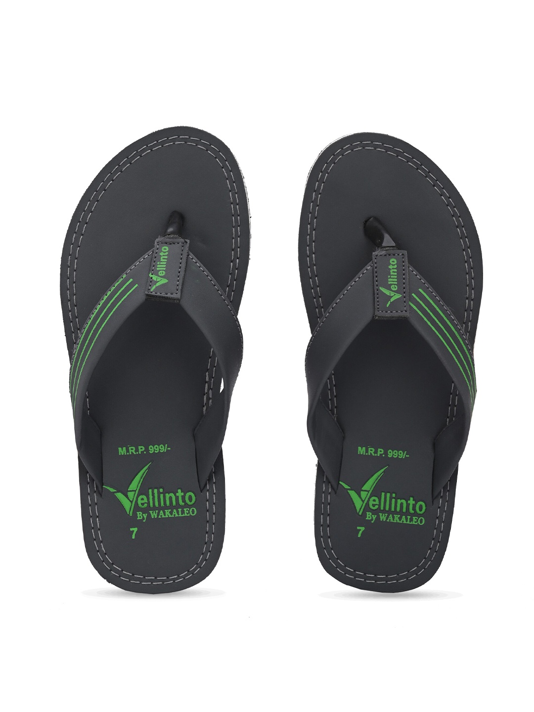 

Vellinto Men Sheild Striped Thong Flip-Flops, Grey