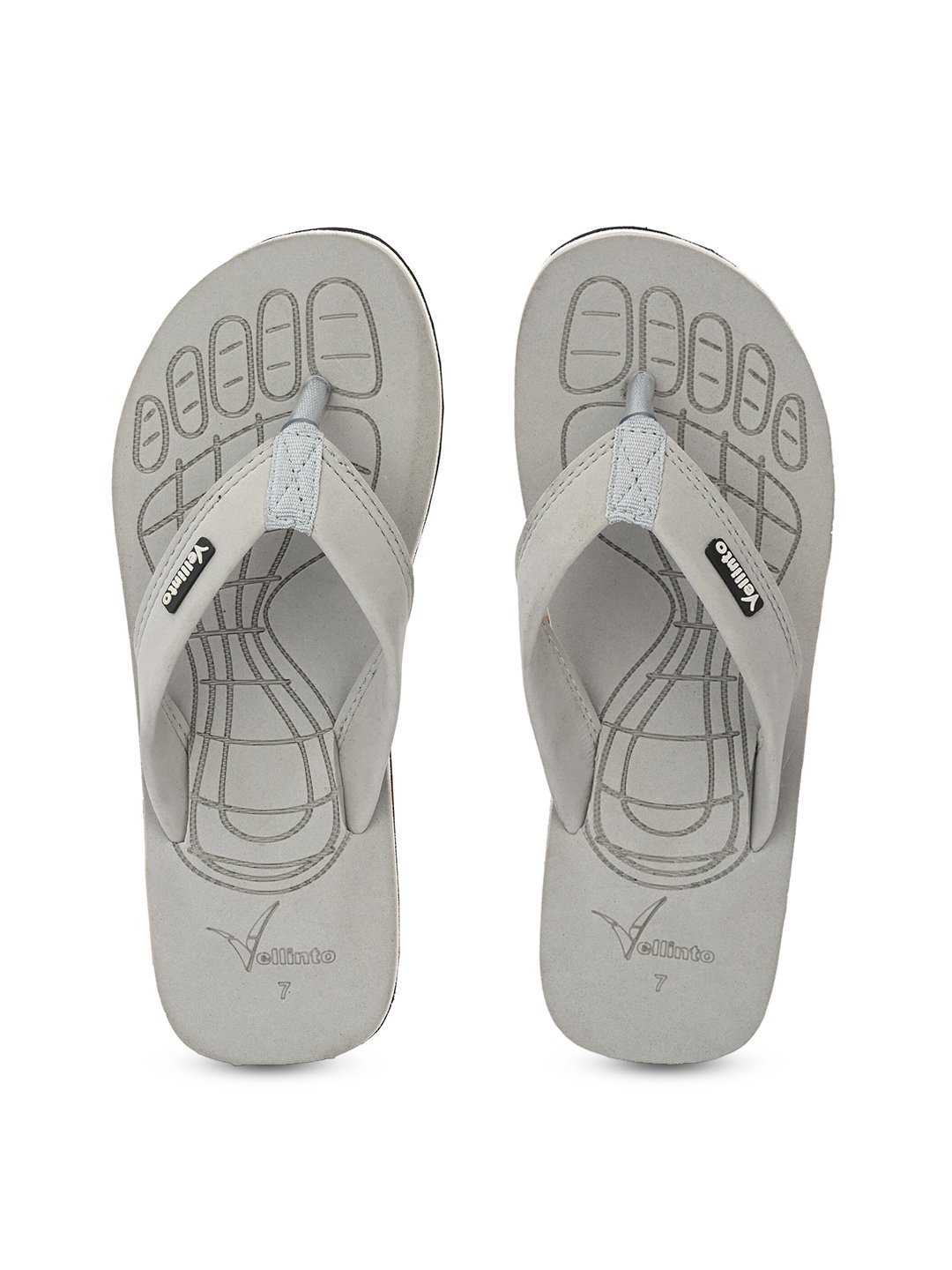Vellinto Men Textured Thong Flip-Flops, Grey