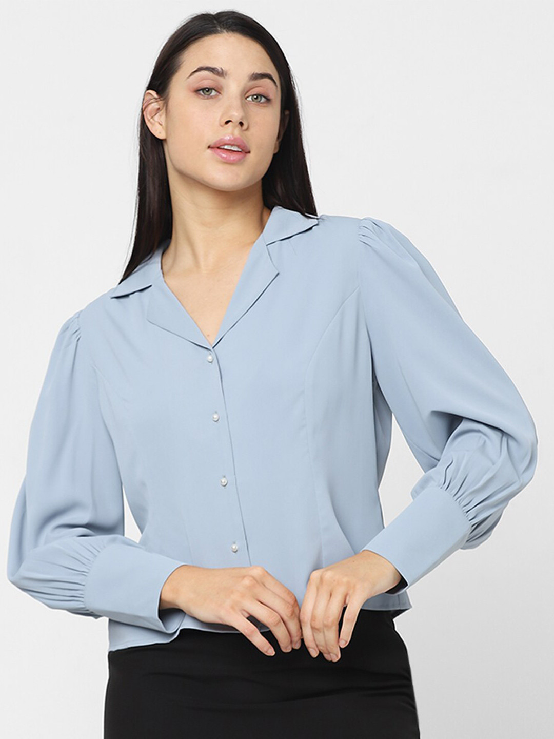 

Vero Moda Cuban Collar Casual Shirt, Blue