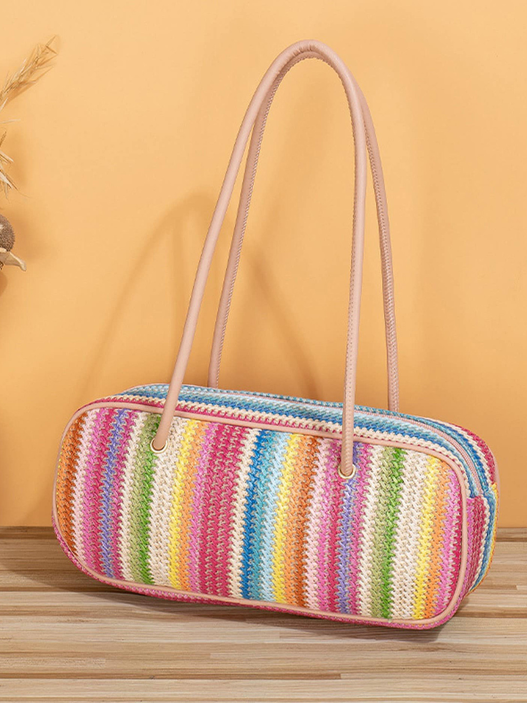 

Diva Dale Striped Bowling Shoulder Bag, Pink