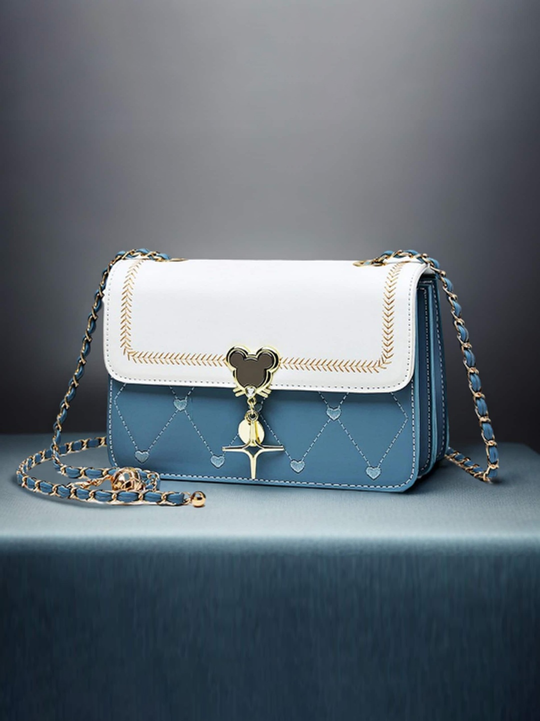 

Diva Dale Textured PU Structured Sling Bag, Blue