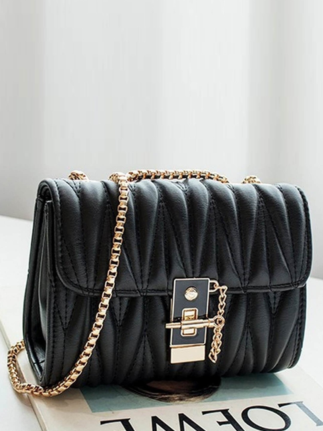 

Diva Dale Textured Structured Sling Bag, Black