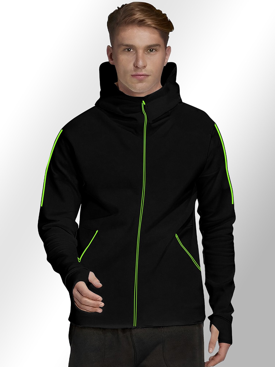 

FTX Hooded Fleece Sporty Jacket, Black