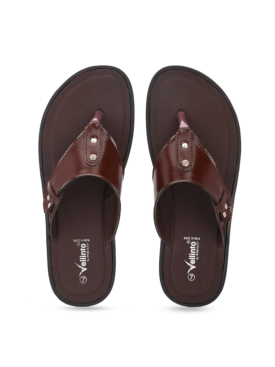 

Vellinto Men Textured Thong Flip-Flops, Brown