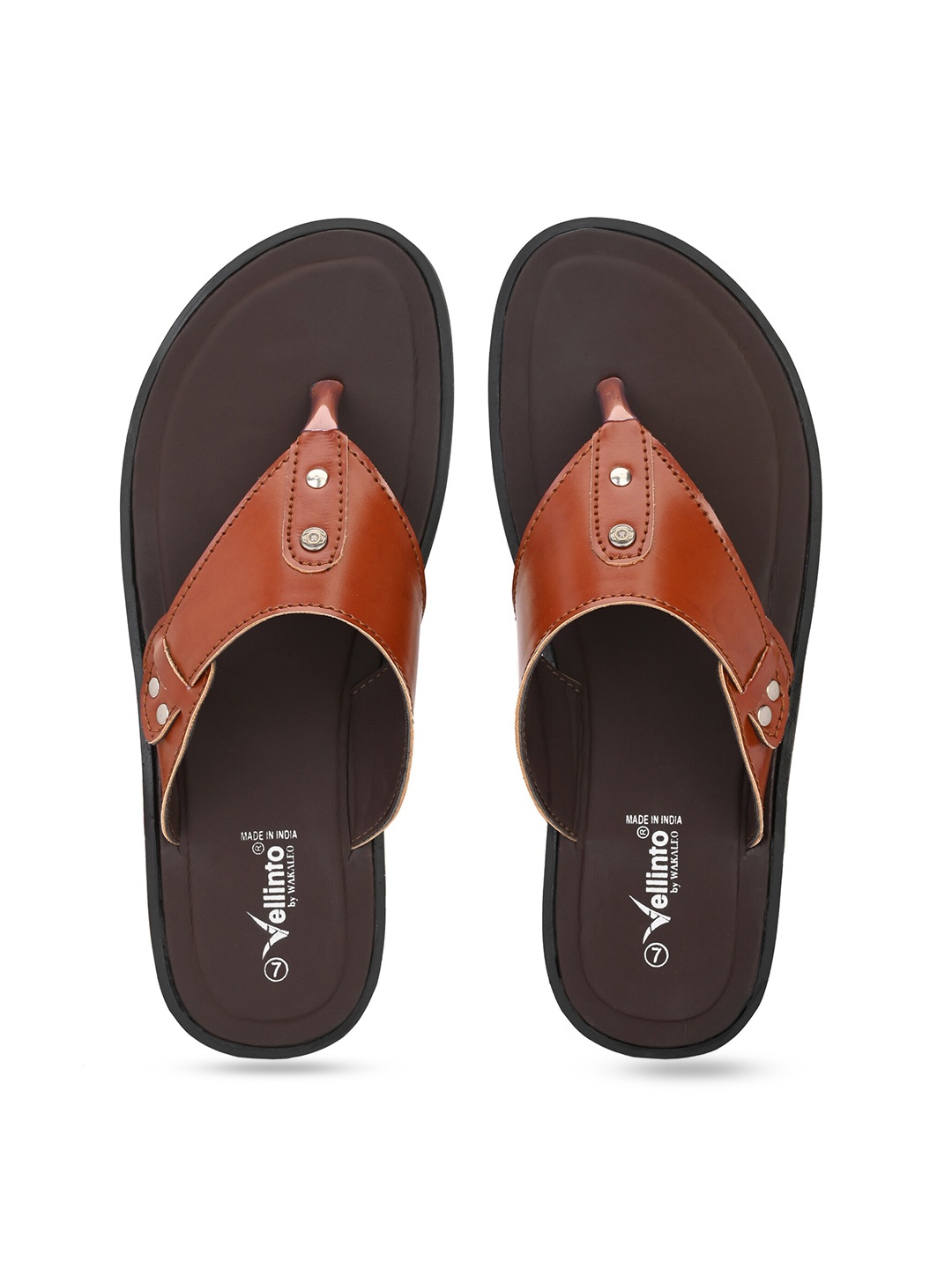

Vellinto Men Textured Thong Flip-Flops, Tan