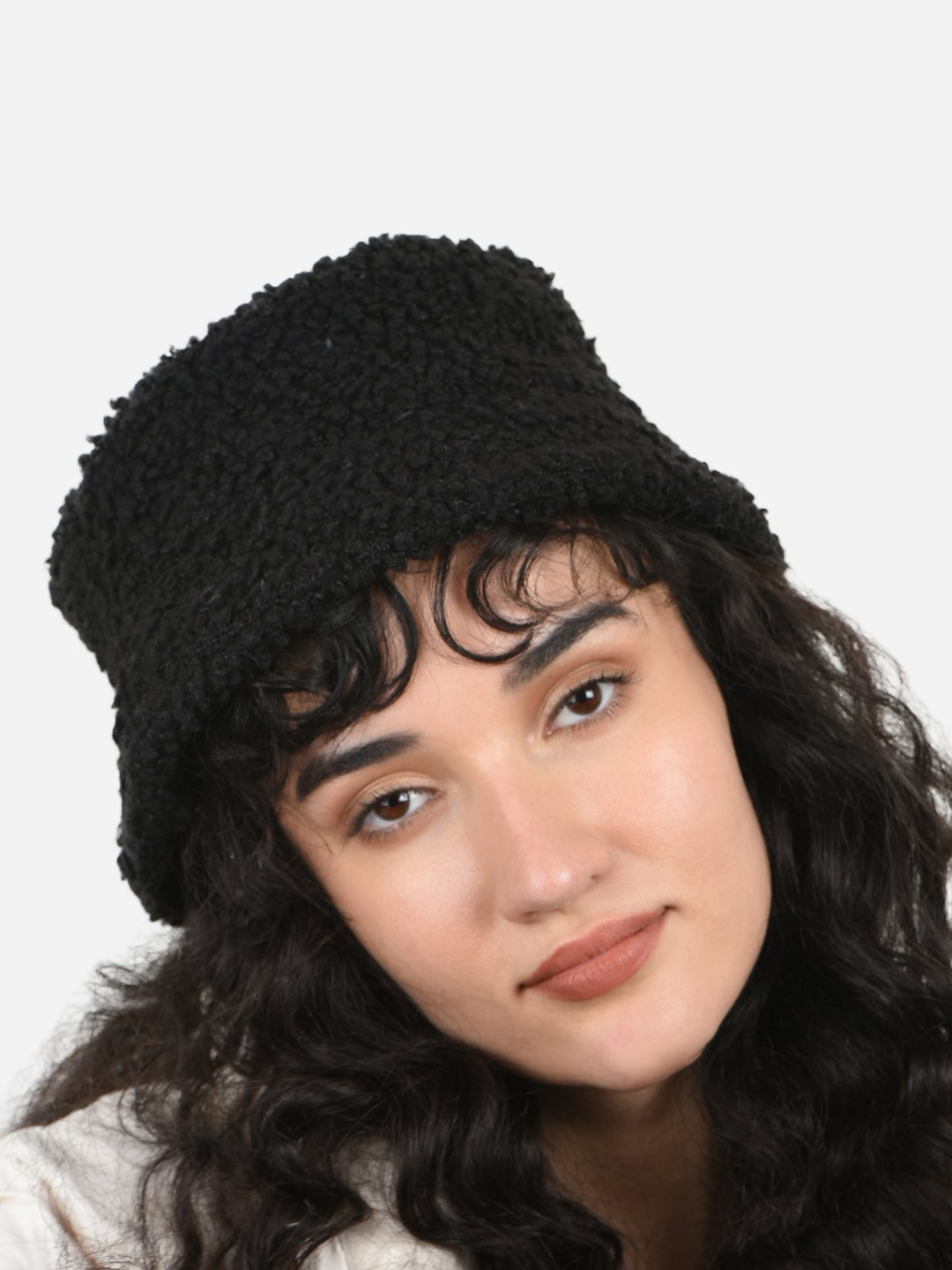 

ToniQ Women Self-Design Wool Bucket Hat, Black