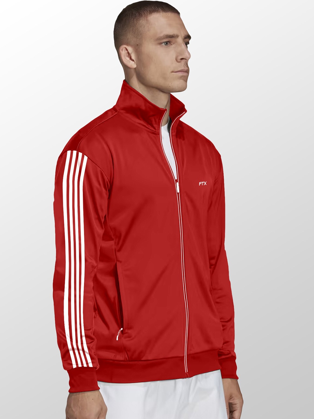

FTX Mock Collar Fleece Sporty Jacket, Red