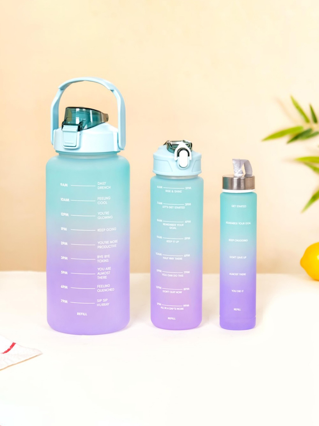 

Nestasia Lavender & Green 3 Pieces Motivational Sipper Water Bottles