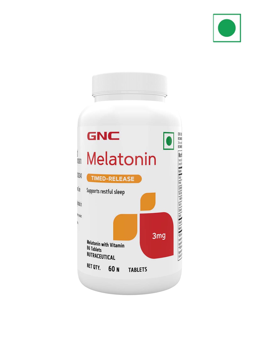 

GNC Melatonin Timed Release Tablets With Vitamin B6 - 60 Tablets, White