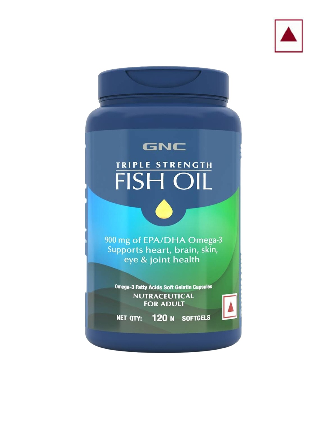 

GNC Triple Strength Fish Oil Omega 3 Capsules - 120 Softgel Capsules, Blue