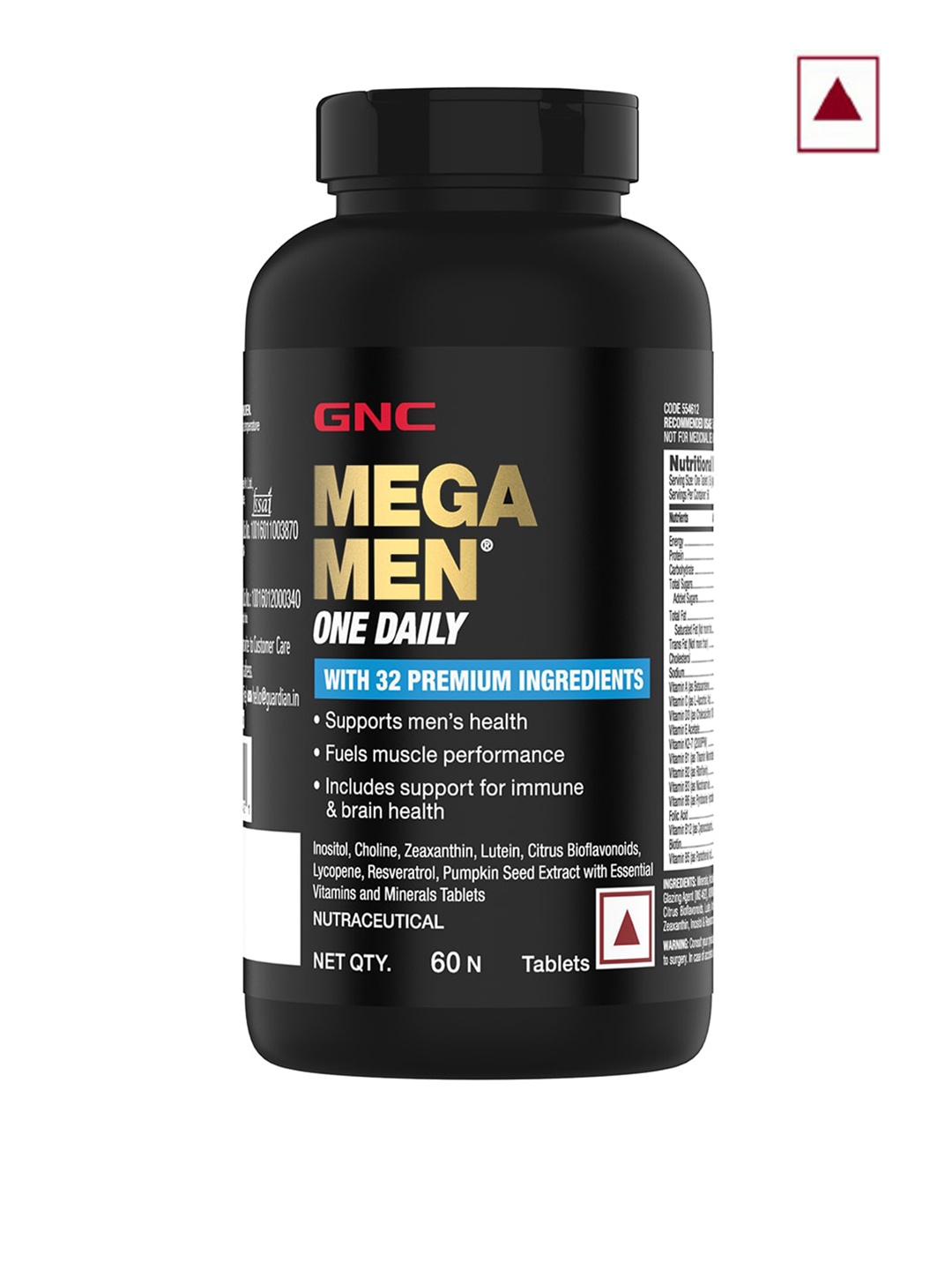 

GNC Mega Men One Daily Multivitamin Tablets - 60 Tablets, Black